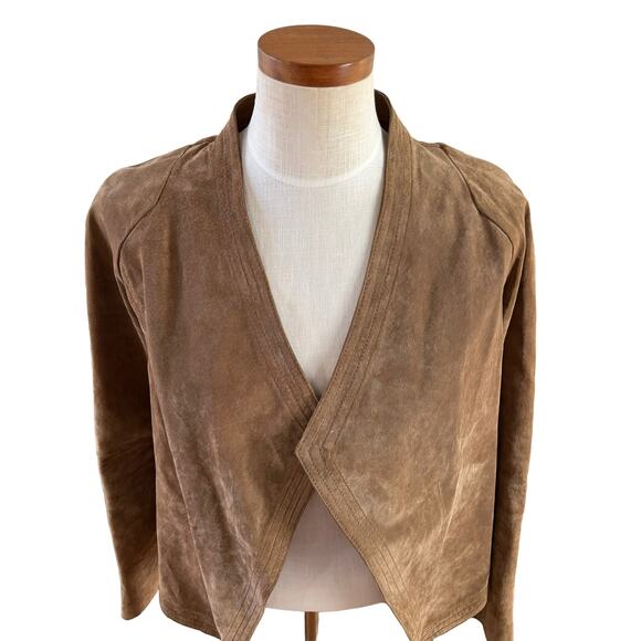 LA Made Revolve suede open front jacket light brown S - Picture 2 of 7